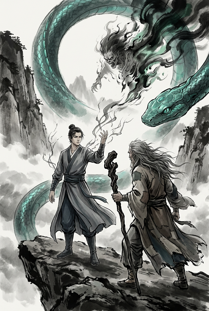 Jade Serpentine’s Grip — Art Print