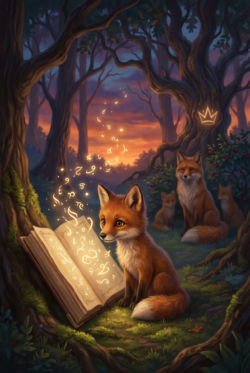 Little Fox, Big Words — Phone Wallpaper